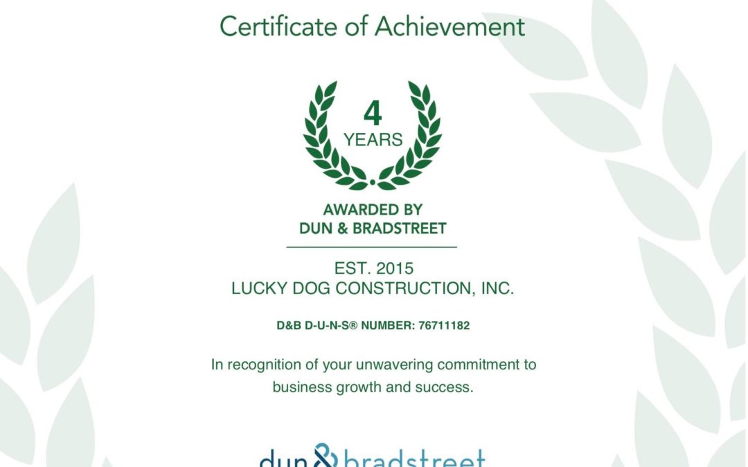 Happy 4th Birthday Lucky Dog Construction Inc.